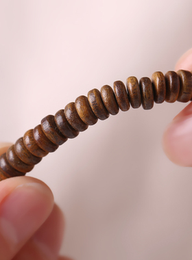 情绪稳定天然绿檀手链女三圈檀木手串海蓝宝草莓晶招财净心文玩