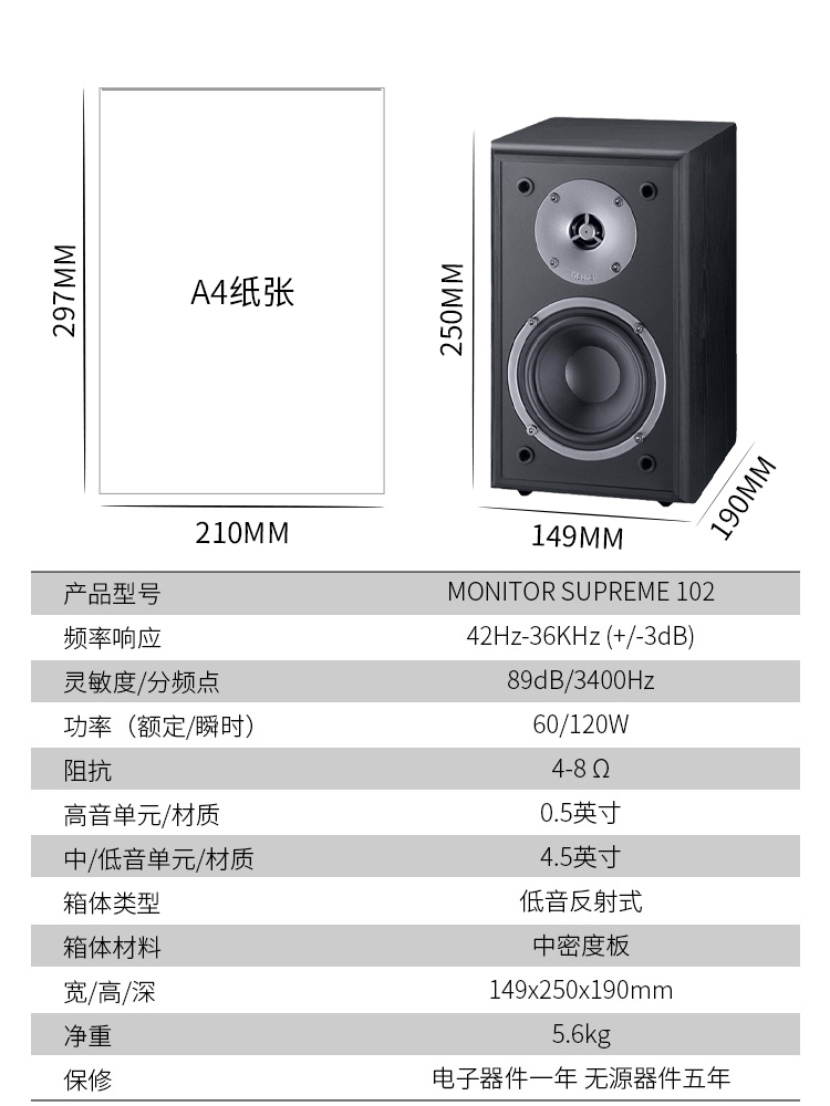 德国Magnat/密力Supreme102 家用hifi音箱高保真2.0发烧书架箱 - 图2