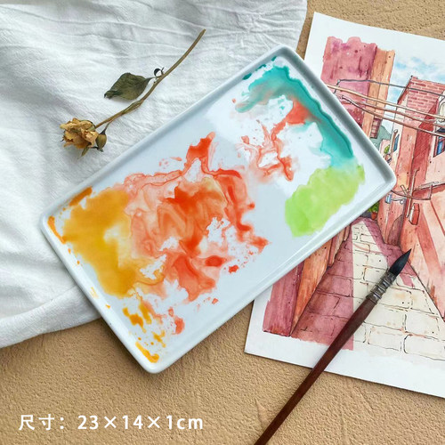水彩陶瓷正方形长方形/国画/调色盘易清洗/纯白色/包邮/啊鱼同款 - 图2
