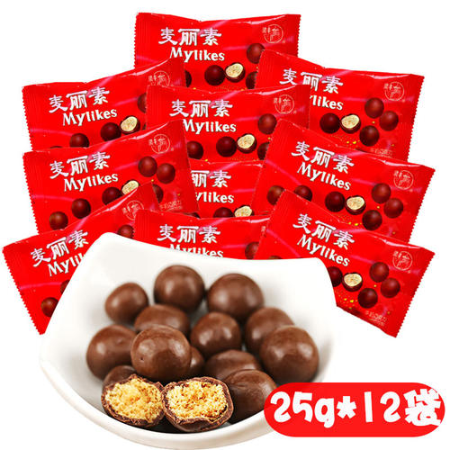 梁丰麦咪夹心麦丽素夹心巧克力25g*24袋怀旧饼干食品（代可可脂） - 图3