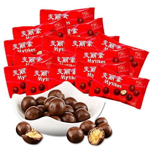 梁丰麦咪夹心麦丽素夹心巧克力25g*24袋怀旧饼干食品（代可可脂） - 图0