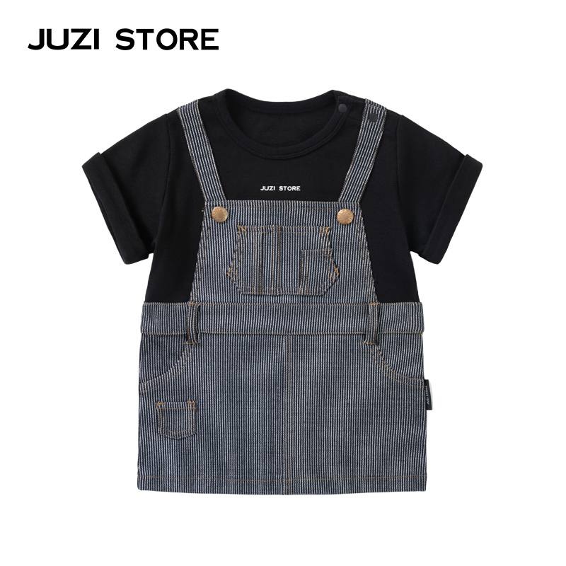 JUZI STORE童装针织牛仔条纹假两件连衣裙女童1026513 - 图0