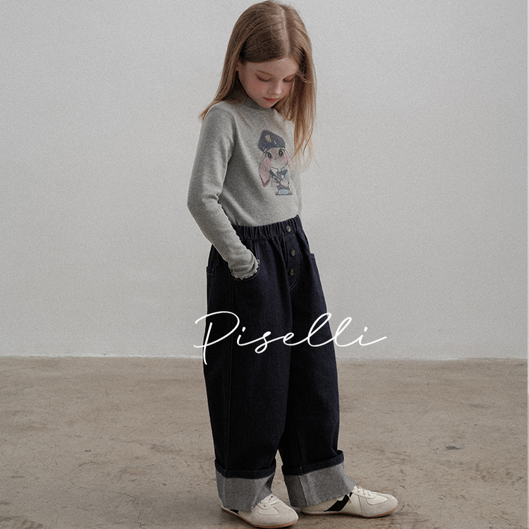 PISELLI史豌豆女童卡通印花中领打底衫2025新款洋气儿童休闲上衣 - 图1