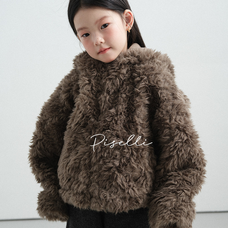 PISELLI史豌豆女童冬季2025新款连帽加厚毛毛外套中大童保暖上衣,淘宝优惠券,粉丝福利购,淘宝优惠卷