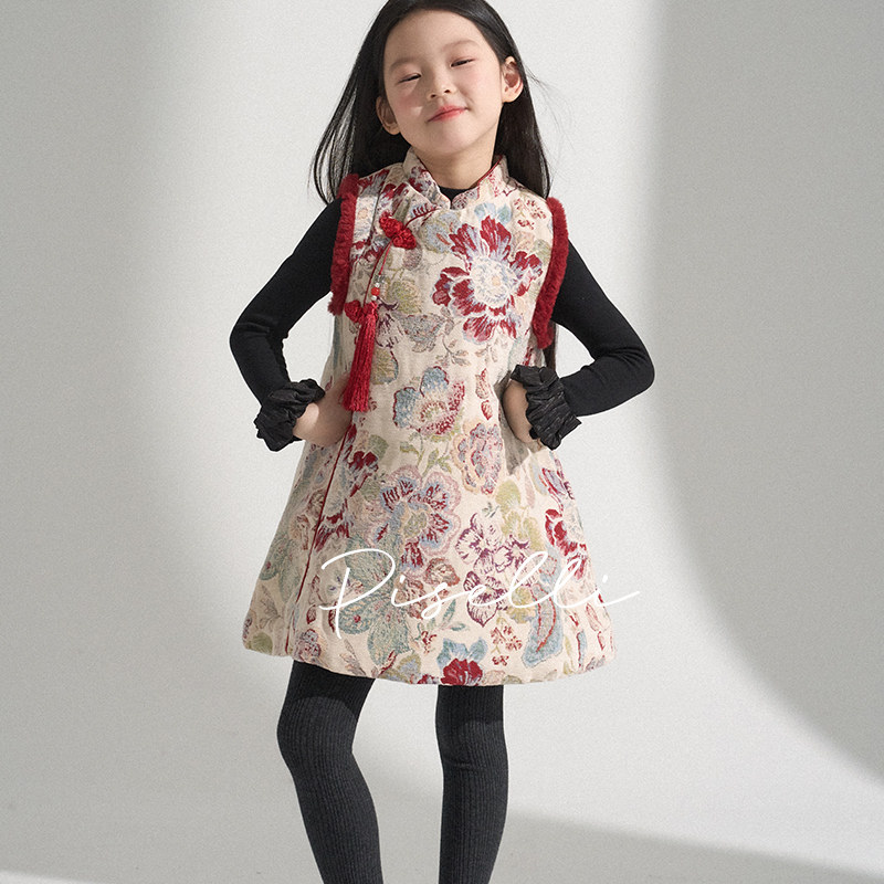 【平安喜乐】PISELLI史豌豆女童2026新年复古新中式小女孩旗袍裙,淘宝优惠券,粉丝福利购,淘宝优惠卷