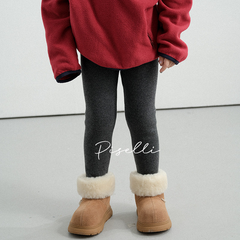 PISELLI史豌豆女童裤子2025冬装新款中大童加绒百搭外穿打底裤,淘宝优惠券,粉丝福利购,淘宝优惠卷