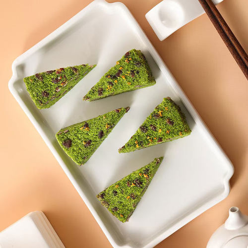 峰仔麦青红豆糕大麦苗汁糯米松糕米糕营养早餐小吃速冻半成品商用 - 图1