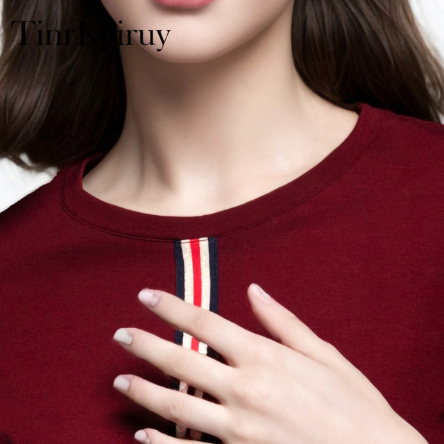 Long-sleeved European and American street vertical stripes slim fit