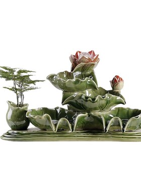 搭配陶瓷鱼缸自动循环水鱼盆增氧室内喷泉造景过滤器流水摆件配件