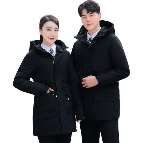 Длинная куртка с пухом подходит для мужчин и женщин для работы, пальто, средней длины, увеличенная толщина
