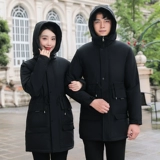 Длинная куртка с пухом подходит для мужчин и женщин для работы, пальто, средней длины, увеличенная толщина