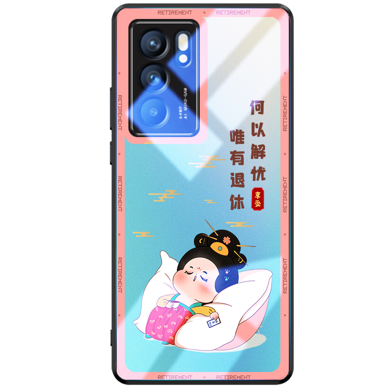 DZ带镜头膜opporeno8pro手机壳新款reno7国潮oppofindx5透明玻璃reno6pro+全包防摔x3pro网红文字reno5女款薄 - 图0