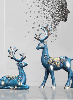 可爱卡通动物梅花鹿小摆件装饰品客厅电视柜卧室新房布置摆设创意