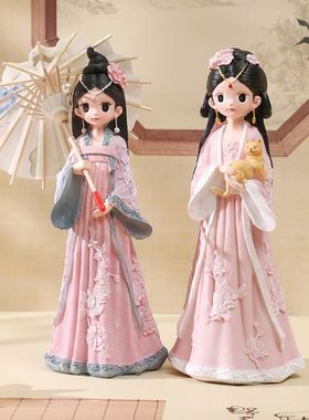 网红古风娃娃汉服少女玩偶生日礼物送女生闺蜜桌面摆件房间装饰品
