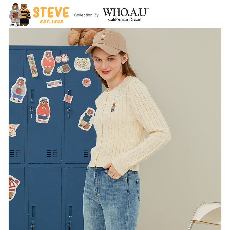 whoau小熊2021年秋季新款短款毛衣 whoau毛衣