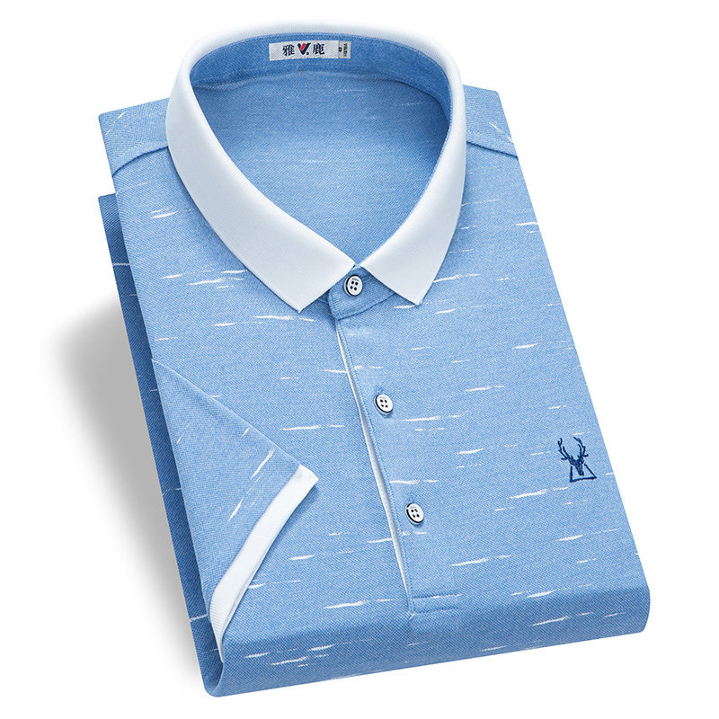 雅鹿翻领短袖男2020夏季宽松polo衫 雅鹿沐羽沫T恤