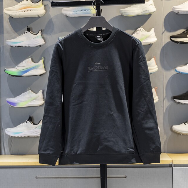 Li Ning men's round neck and velvet warm pullover sweatshirt