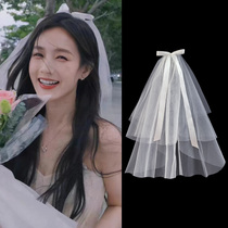 Li Yitong Tongxiang Superfairy Butterfly knot Short-head yarn bride wedding photo collared with registration head yarn headwear