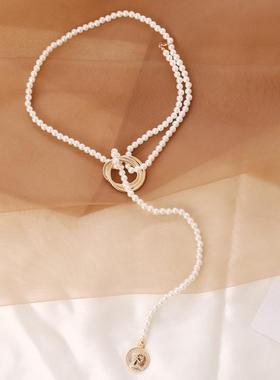 项炼女气质轻奢小众毛衣炼Pearl necklace women's sweater c