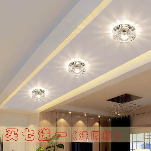 家用led筒灯 现代简约水晶射灯嵌入式7.5cm客厅吊顶水晶孔灯 - 图0