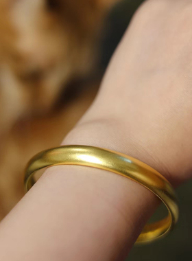 深圳水贝古法黄金手镯泥鳅背足金999内心经金镯子扁款宽版送老婆