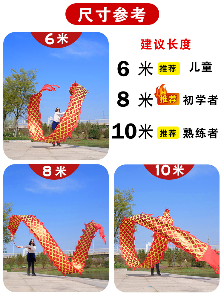 新款广场舞舞龙彩带健身中老年人手甩耍龙头钢架道具8米儿童中国