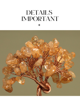 AMNN 天然黄水晶迷你发财树摆件玄关桌面办公室装饰乔迁小礼物