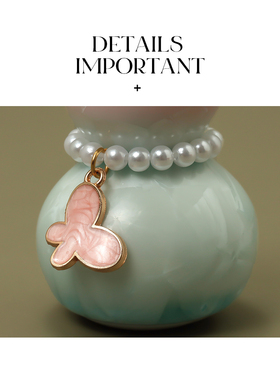 AMNN 蝴蝶珍珠渐变小葫芦陶瓷摆件创意新中式精致客厅茶桌装饰品