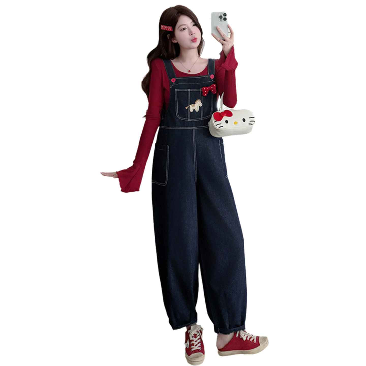 孕妇背带裤套装2026春装新款可爱小清新孕妇装外穿牛仔吊带裤子女,淘宝优惠券,粉丝福利购,淘宝优惠卷