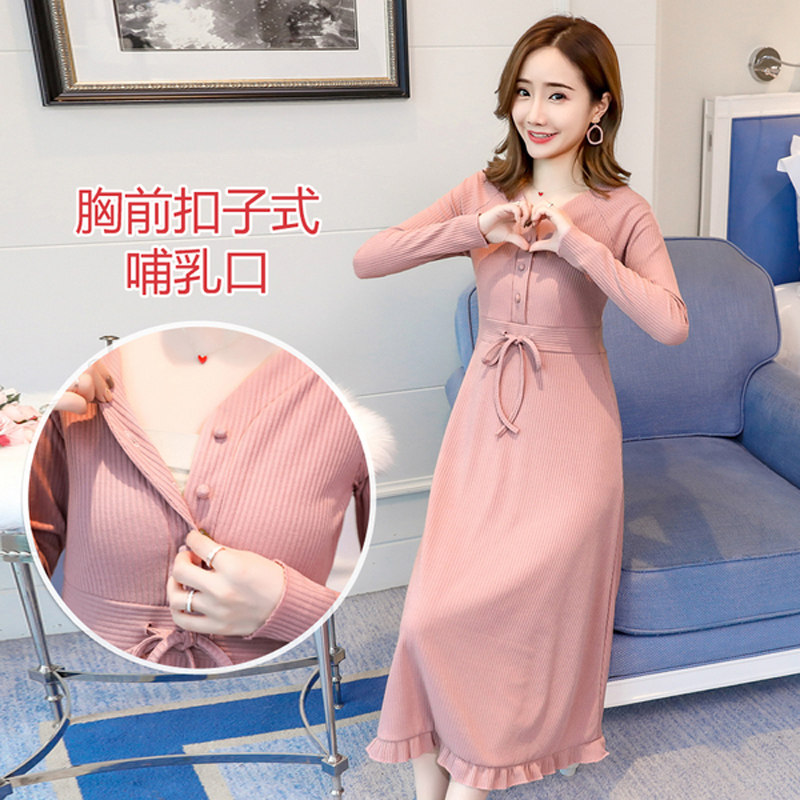 孕妇秋季连衣裙长裙子2020哺乳裙 月朵连衣裙