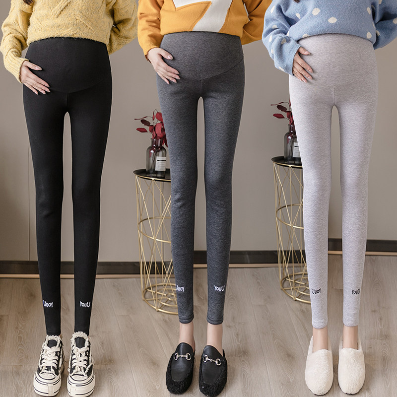 孕妇加绒冬季潮妈高腰显瘦外穿裤子 月朵孕妇打底裤