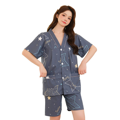 纯棉艾灸服男前后背开扣女大码汗蒸服男情侣款针灸理疗服套装刮痧 - 图3
