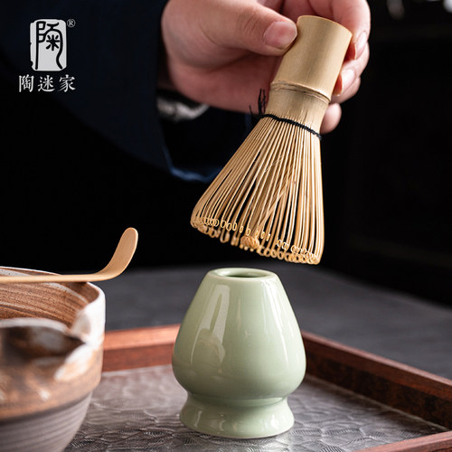 抹茶碗百本笠套装日式茶道功夫茶具配件宋代点茶器茶筅纯竹制刷子 - 图1