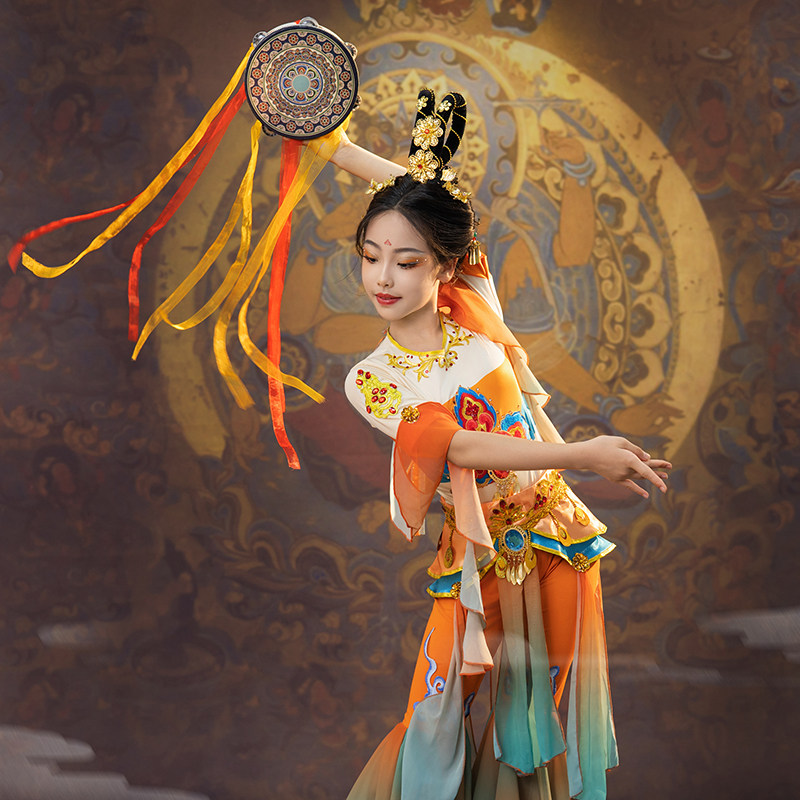 儿童敦煌飞天舞蹈服装演出服女童飘逸中国风古典舞反弹琵琶表演服,淘宝优惠券,粉丝福利购,淘宝优惠卷