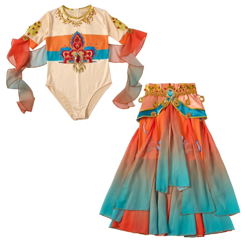 儿童敦煌飞天舞蹈服装演出服女童飘逸中国风古典舞反弹琵琶表演服 - 图3