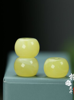 天然鸡油黄蜜蜡鼓珠12*8mm