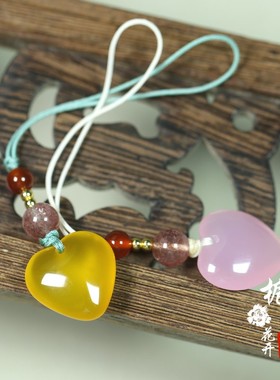 纯天然玉髓爱心古风闺蜜款手机链