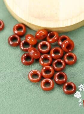 天然红翡圆环算盘珠9.5mm孔5mm
