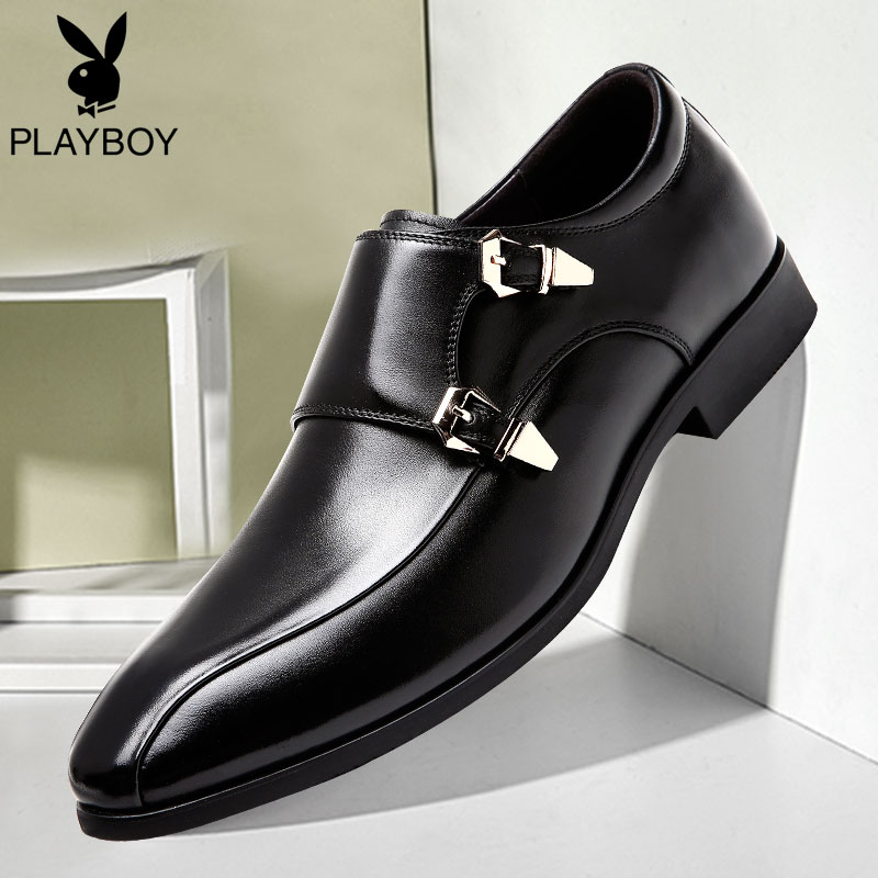 playboy崇冠专卖店花花公子男鞋夏季商务正装皮鞋男真皮韩版潮流男士休闲鞋孟克鞋子2