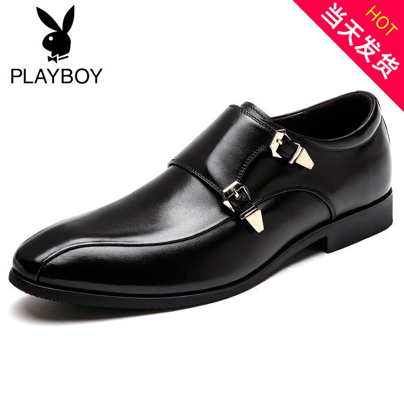 playboy崇冠专卖店花花公子男鞋夏季商务正装皮鞋男真皮韩版潮流男士休闲鞋孟克鞋子0