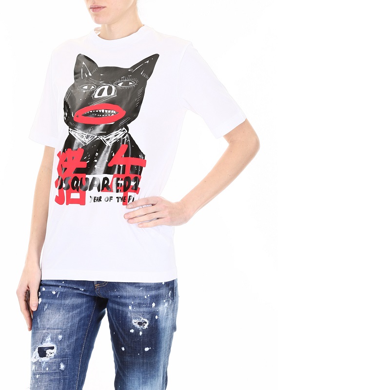 Dsquared2纯棉女士短袖T恤透气新款汗衫圆领S75GD0003S22427正品