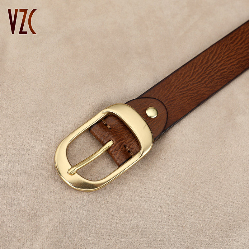 皮带男新款真皮头层纯牛皮铜扣复古腰带简约潮流正品青年牛仔裤带