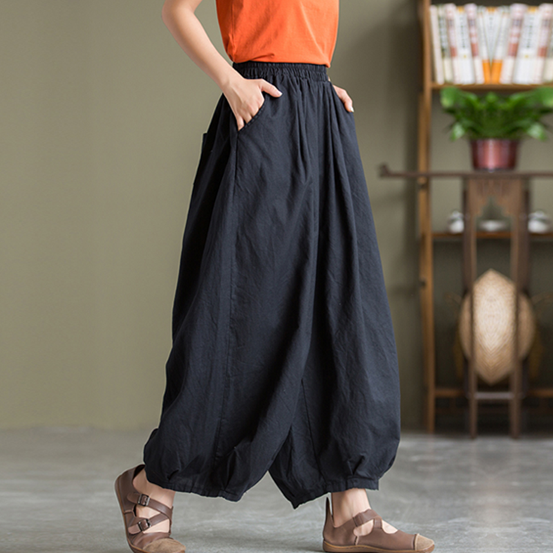 夏秋女装亚麻复古文艺宽松棉麻阔腿裤灯笼裤太极瑜伽九分裤休闲裤,淘宝优惠券,粉丝福利购,淘宝优惠卷