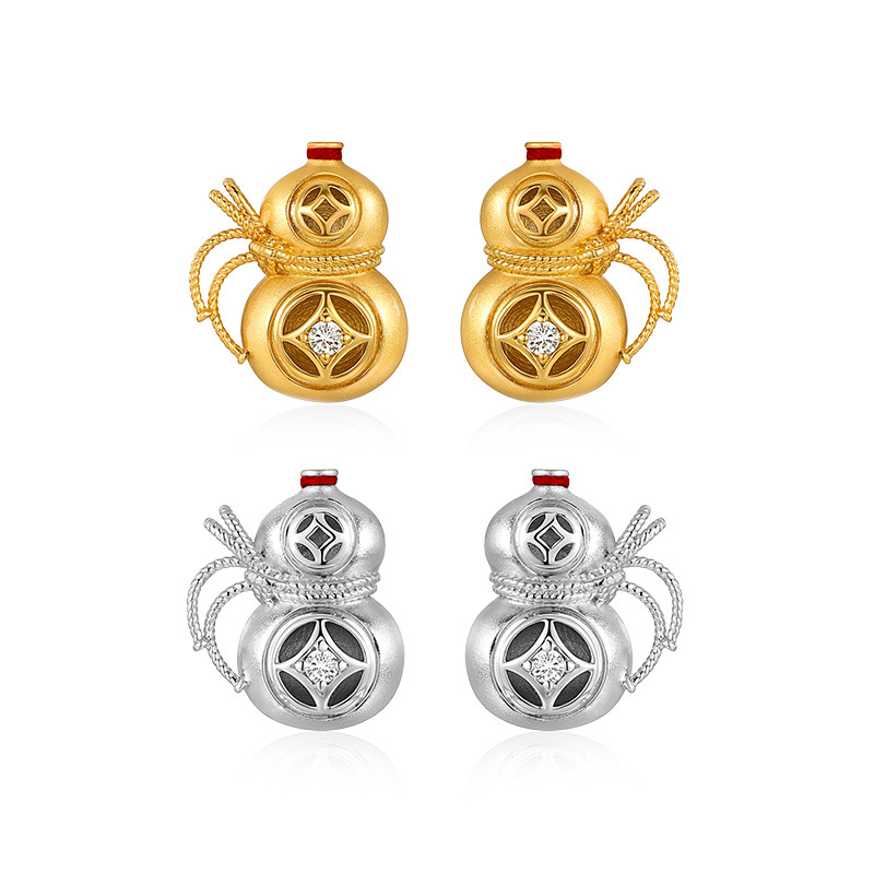 百年宝诚钱元葫芦耳钉925银轻奢小众时尚百搭耳饰,淘宝优惠券,粉丝福利购,淘宝优惠卷