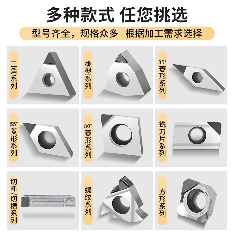 金刚石刀片PCD刀头CCMT09T高光洁度铜件数控刀粒铝用镜面车刀刀具 - 图0