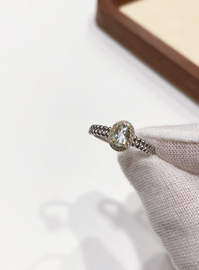 g76# S925纯银托 坦桑石宝石戒指8*6.8mm 可调节大小