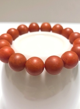 S1209# 天然保山南红柿子红满色满肉单圈手链12.5mm 重量44.98克