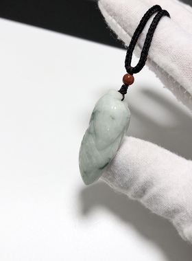 D879# 天然A货翡翠糯种白底辣绿飘花玉米吊坠 金玉满堂挂件