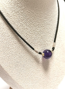 D833# 天然乌拉圭紫水晶吊坠锁骨链13mm