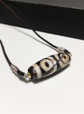 D1447# 西藏至纯3眼天珠包浆玉化老玛瑙吊坠35.5*12.3mm 重8.27克